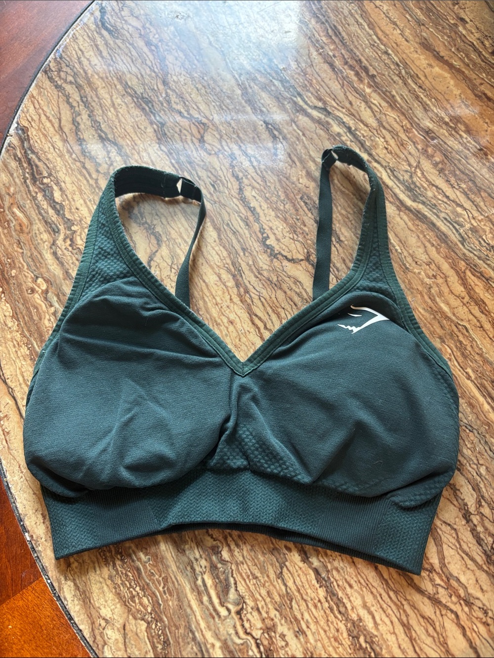 Gymshark Vital Seamless V Neck Sports Bra Woodland Green Marl